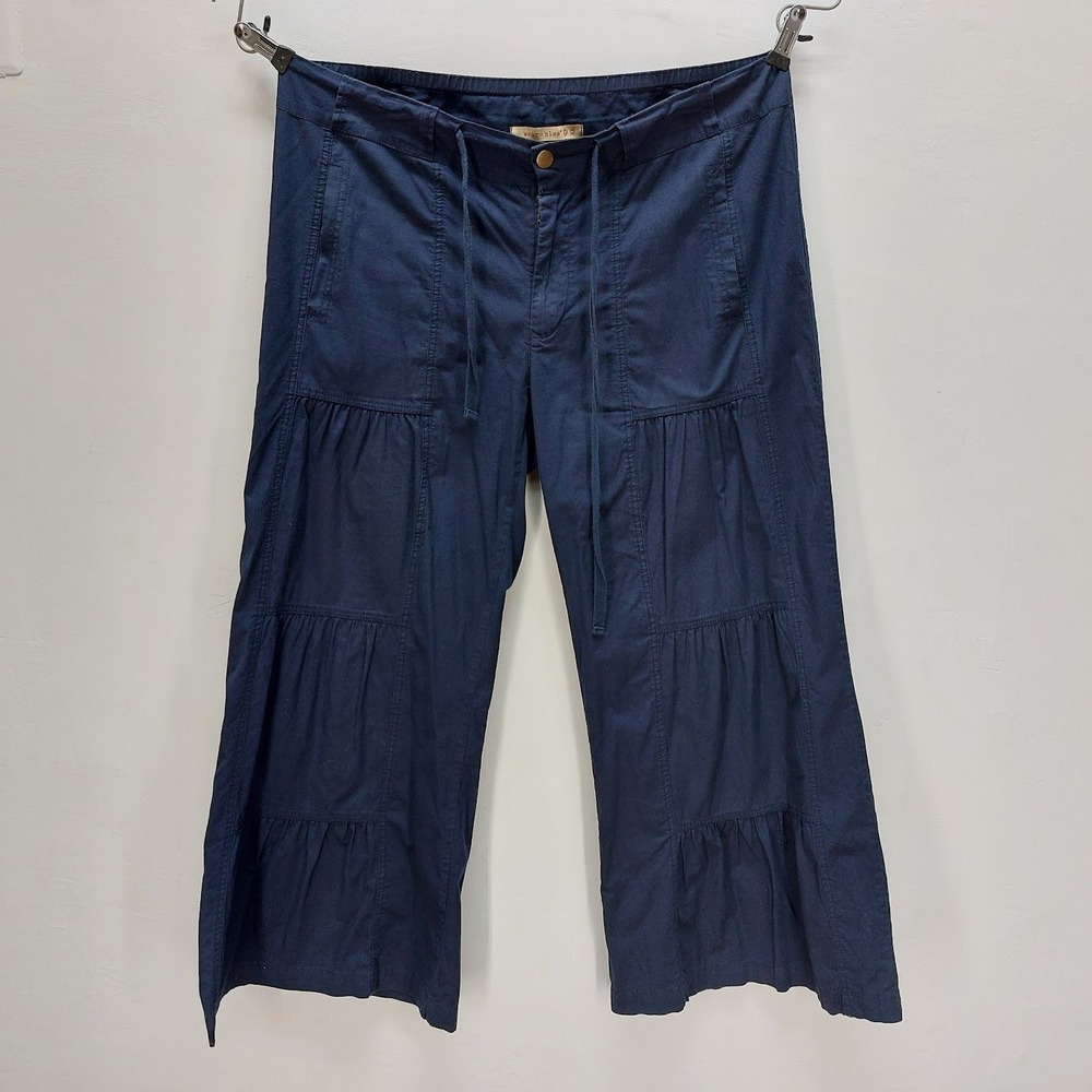 Wearables Tiered Wide Leg Pants Women's Size XL Navy Blue Boho Cropped Lagenlook